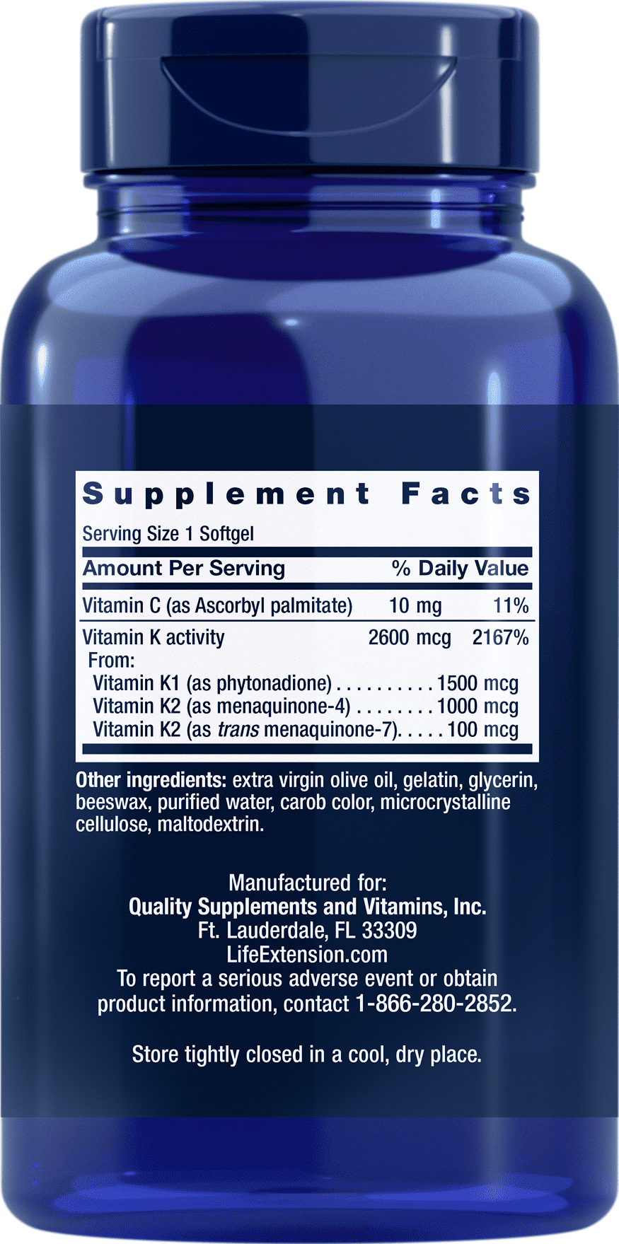 Life Extension Super K, 150 Softgels, with Vitamin K1 and K2 - MK4 & MK7