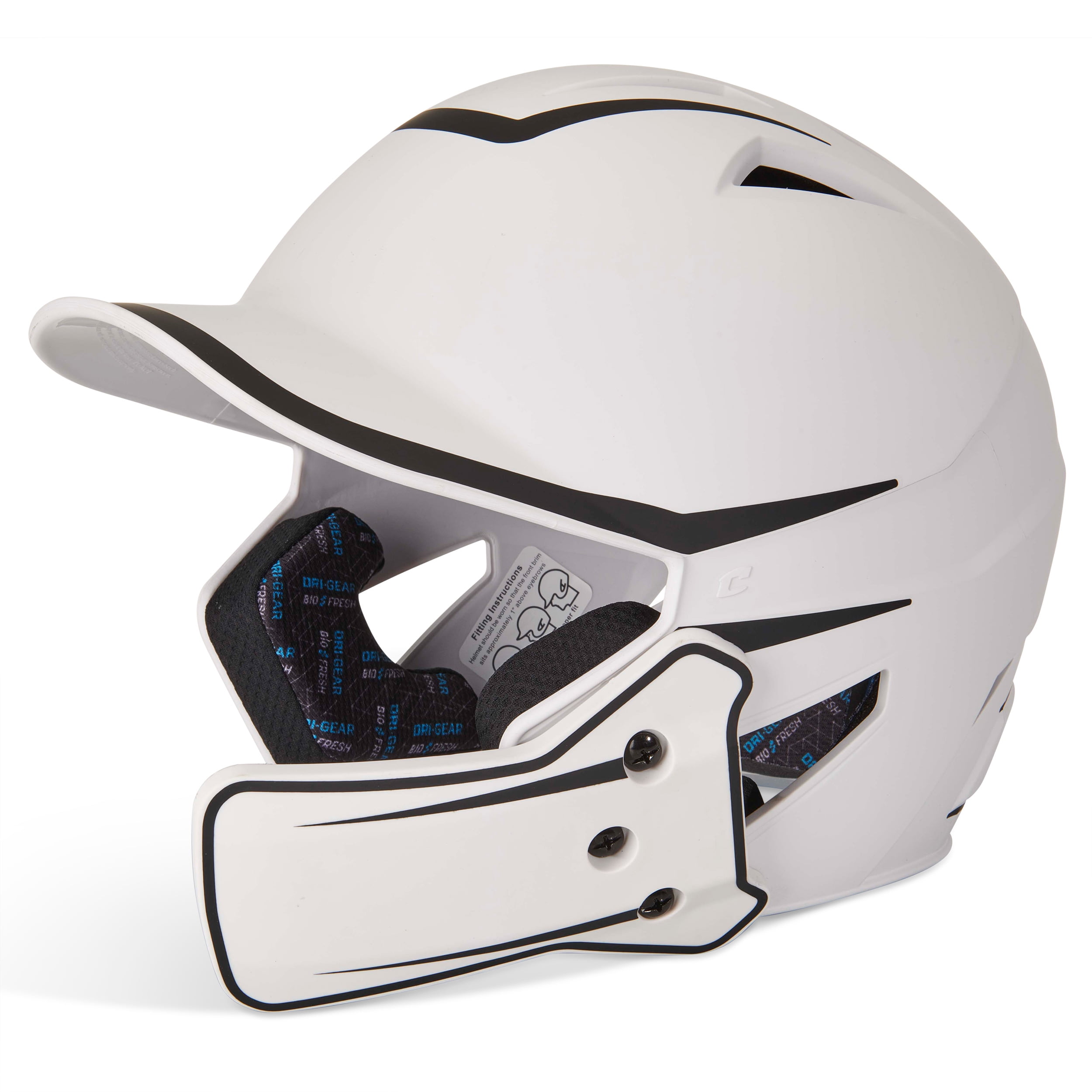 Champro Sports HX Legend Plus Baseball Batting Helmet, Medium, White with Black Trim
