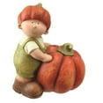 thumbnail image 2 of Northlight 11.75" Boy Holding Artificial Orange Pumpkin Thanksgiving Table Top Decoration, 2 of 2