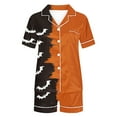 thumbnail image 5 of Uaswgudfs Women's Pajama Set with Button-Up Shirt & Elastic Shorts - Halloween Motif, Breathable Moisture-Wicking Sleepwear, 5 of 8
