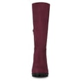 thumbnail image 6 of BLISSFUL STEP Women's Mid-calf Round Toe Block Heel Boots Burgundy 7, 6 of 8