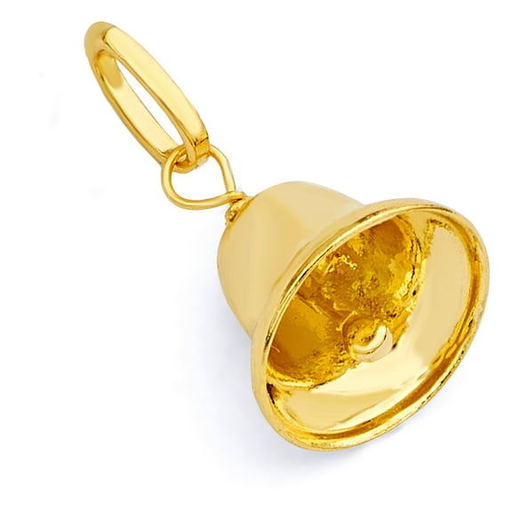 Wellingsale 14K Yellow Gold Polished Bell Charm Pendant