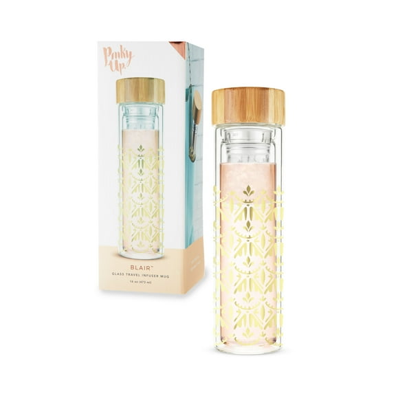 Pinky Up Blair Stainless Steel Travel Double Walled Infuser Mug, Casablanca Gold