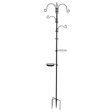 Bird Feeder Speckled Best Choice Products 91in Deluxe Bird Feeding Station Multi-Feeder Kit w/ Bird Bath ()