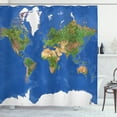 thumbnail image 1 of Ambesonne World Shower Curtain, Continents Vegetation, 69"Wx75"L, Blue Green White, 1 of 3