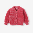 thumbnail image 1 of PatPat Toddler Girl Button Design Waffle Knit Sweater Cardigan Red/White Size 4-5 Years, 1 of 1