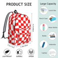 thumbnail image 5 of Red and White Wavy Checkered Pattern Backpack for School, Cute School Bag with Adjustable Shoulder Straps and Padded Back, 15.7"x11.8"x5.5", 5 of 5