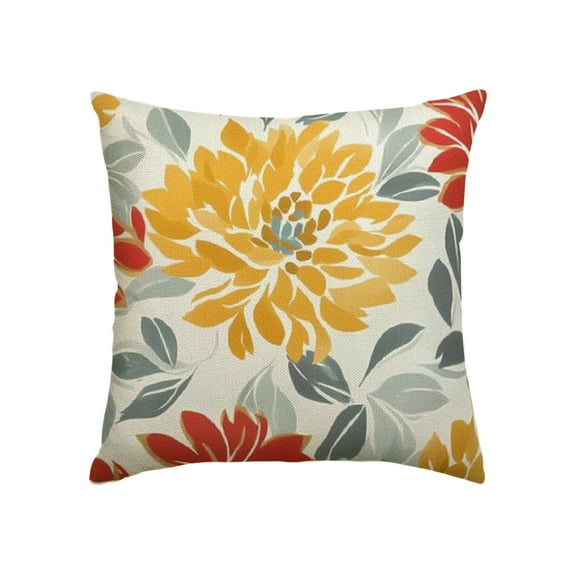 GooTPa Modern Yellow Floral Pillow Covers, Decorative Outdoor Throw Pillow Case Decoration, Linen Cushion Covers for Couch Sofa Bedroom Living Room Home Decor 18x18in