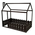 thumbnail image 4 of Twin Size Wood Bed, House Bed Frame with Fence for Kids, Teens, Girls, Boys (Espresso), 4 of 7