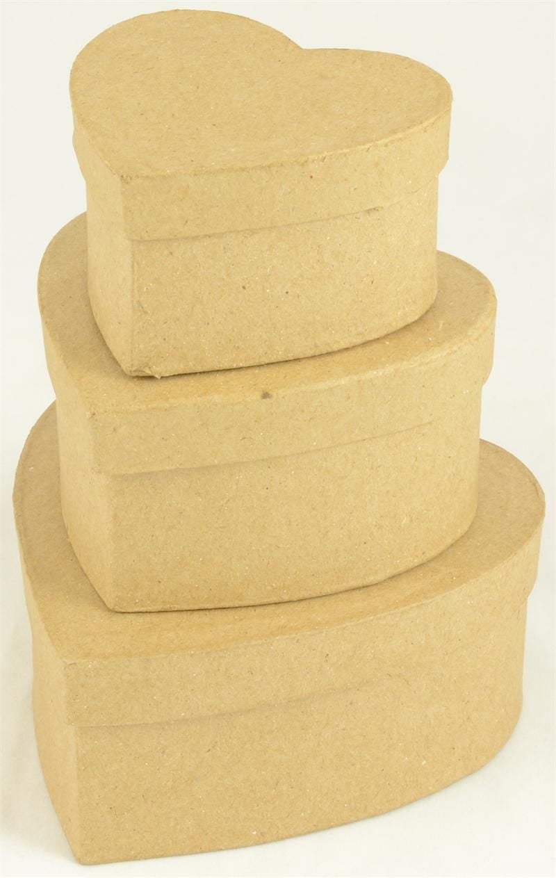 Paper Mache Small Heart Box Set