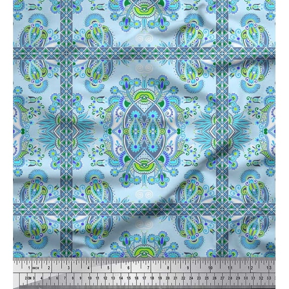 Soimoi Rayon Fabric Check,Floral & Paisley Patchwork Print Fabric by The Yard 42 Inch Wide