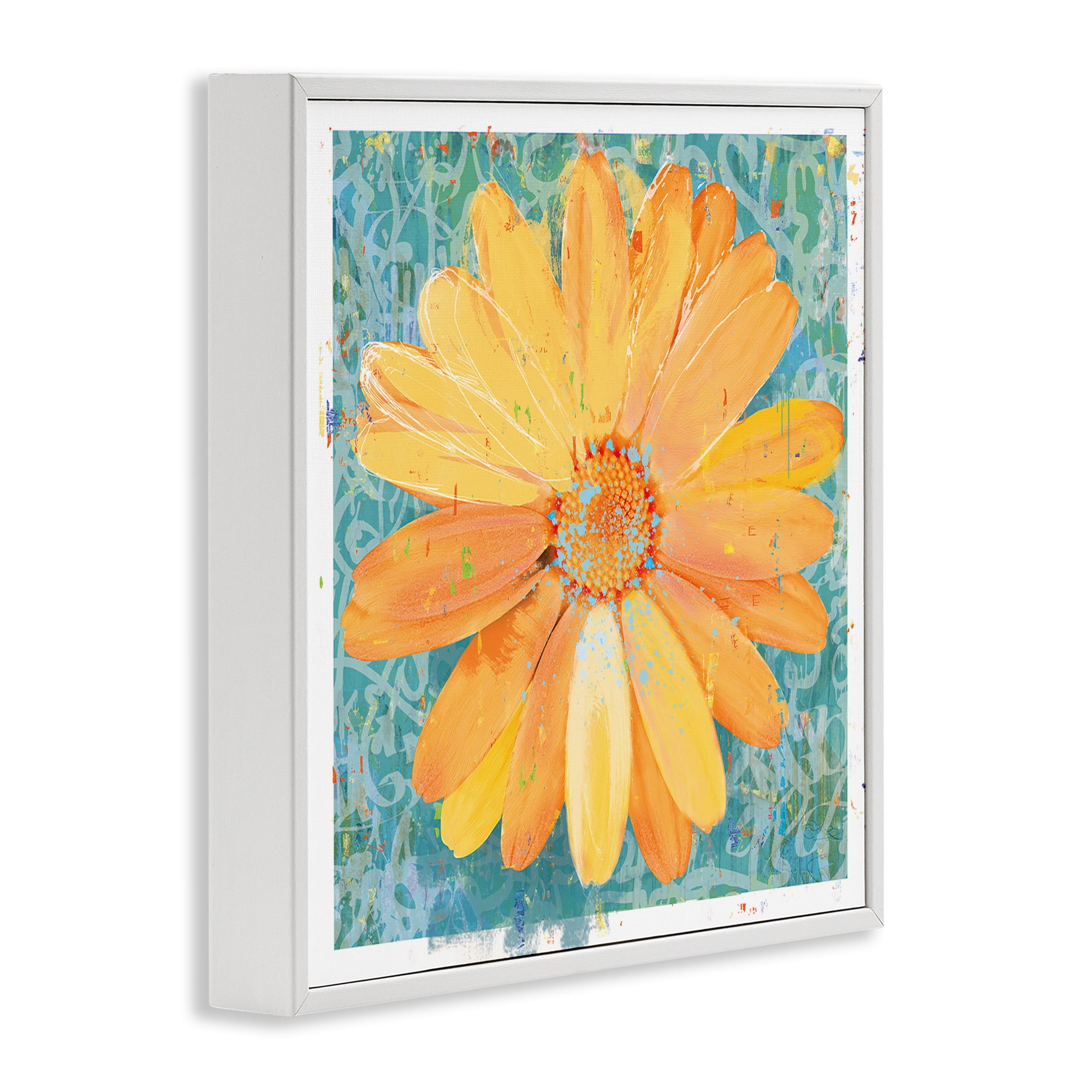 Stupell Industries Urban Daisy over Graffiti White Framed Giclee Art, design by Porter Hastings
