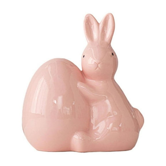 Tainini Ceramic Rabbit Figurines, 5in Easter Bunny Decorations for Home,Tea Ceremony Pet
