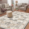 thumbnail image 2 of 5x7 Ft Modern Geometric Trellis Area Rug, Boho Machine Washable Non-Slip, Vintage Medallion Stain-Resistant Floor Carpet for Living Room (Camel), 2 of 9