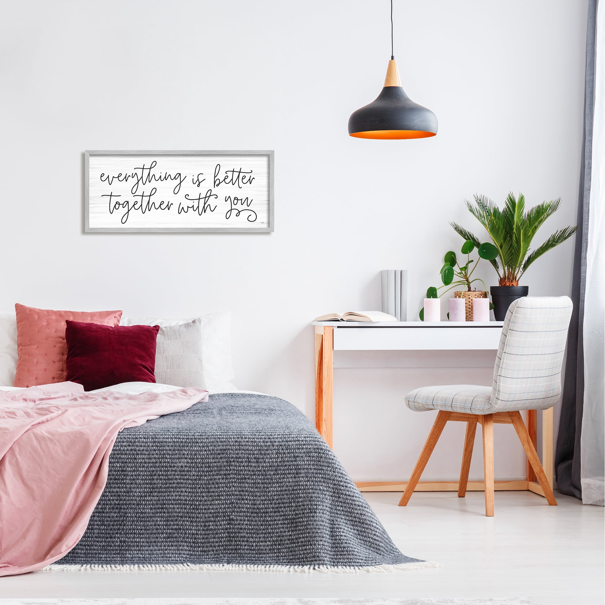 Stupell Everything Is Better With You Phrase Inspirational Painting Gray Framed Art Print Wall Art