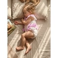 thumbnail image 3 of BemeyourBBs Newborn Baby Girls Summer Clothes Infant Bubble Romper Cute Bow Embroidery Sleeveless Ruffled Doll Collar Front Bow Jumpsuit Bodysuit Playsuit, 3 of 9