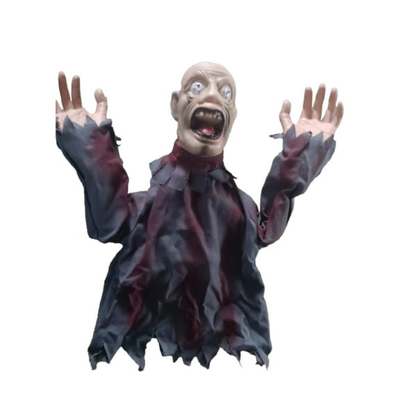 BNNG Animated Halloween Groundbreaker Prop - LED Swing Arm with Scream Sound Effects, Life-Size Scary Decor for Outdoor Haunted House & Graveyard Displays