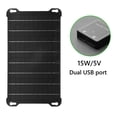 thumbnail image 2 of Cargador de panel solar de 15W 5V con salida USB dual ETFE ligero para banco de energía de teléfono, 2 of 9