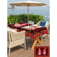 thumbnail image 4 of Outdoor Tablecloth with Umbrella Hole and Zipper, Valentine's Day Rectangle Table Cloth 60x84 Inch Waterproof Tablecloth, Gnomes Roses Love Red Plaid Romance Picnic Table Cover for Patio Camping, 4 of 7