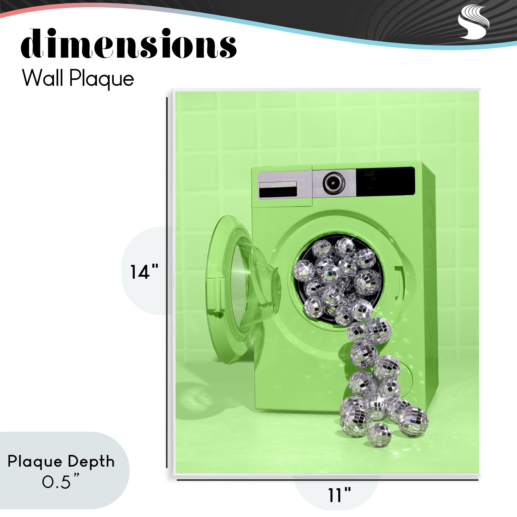 Stupell Industries Disco Laundry Machine over Lime Wall Plaque Art, design by LISH Creative