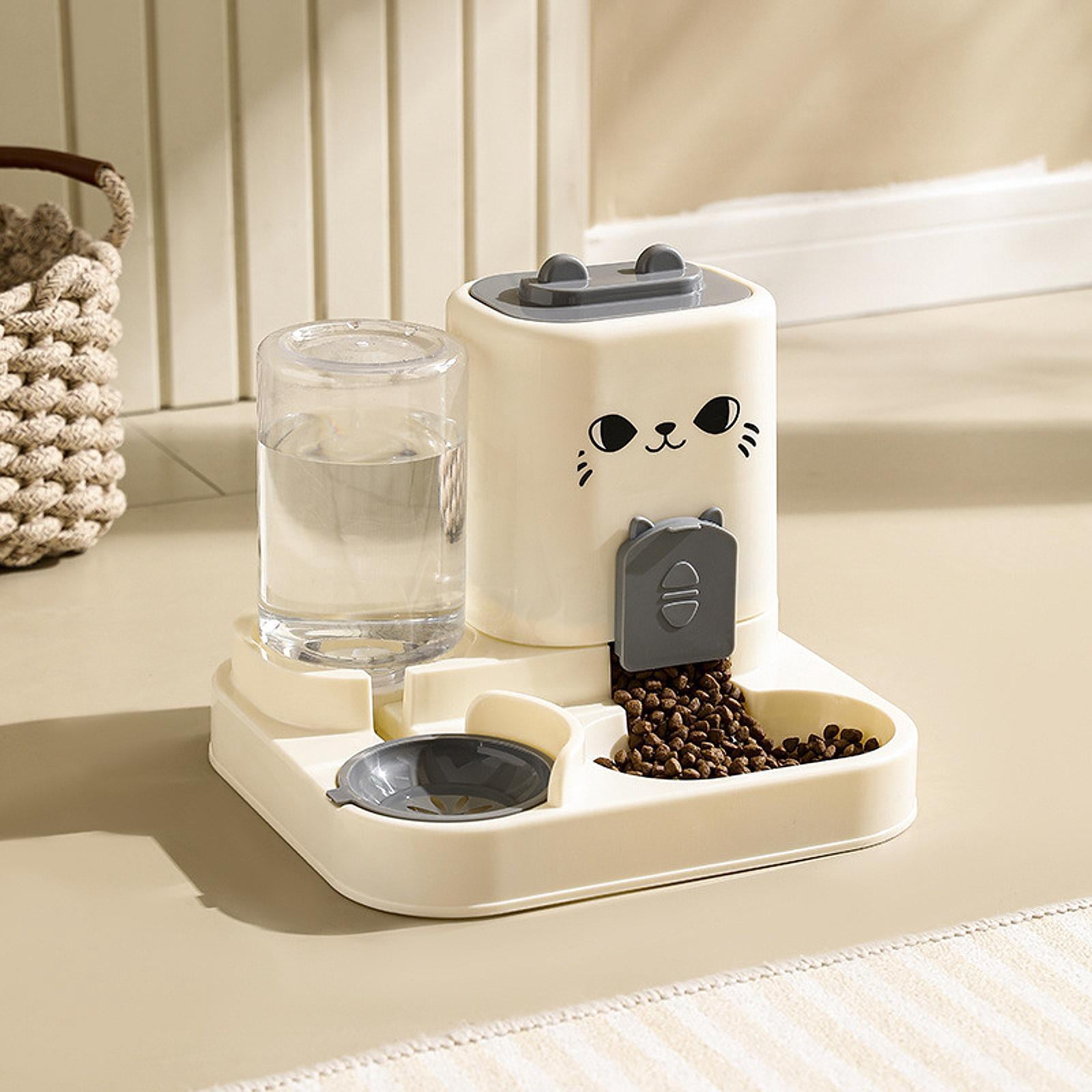 Automatic Pet Feeder 2 in 1 Food Water Dispenser Split Design Easy Clean for Cats Puppies Bunny Small Pets