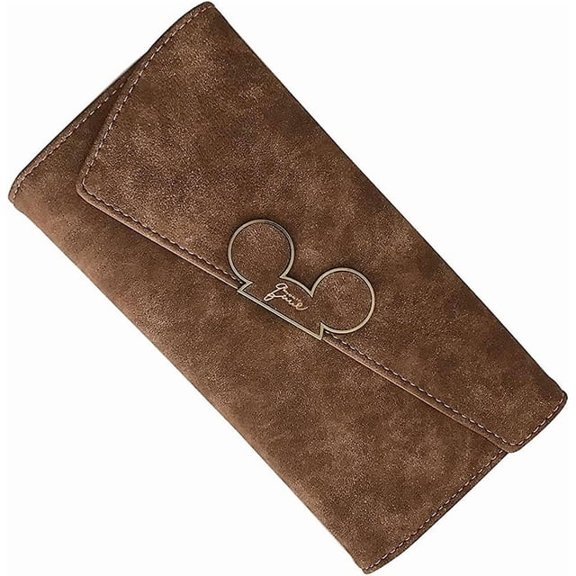 1pcs Color Scrubs Women Wallet Ladies Long Swash-lid Tri-fold Mickey Head Purse Slim Phone Coin Pocket Wallets