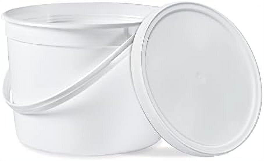 1 Gallon Food Safe Freezer Safe Round Plastic Bucket With Lids White