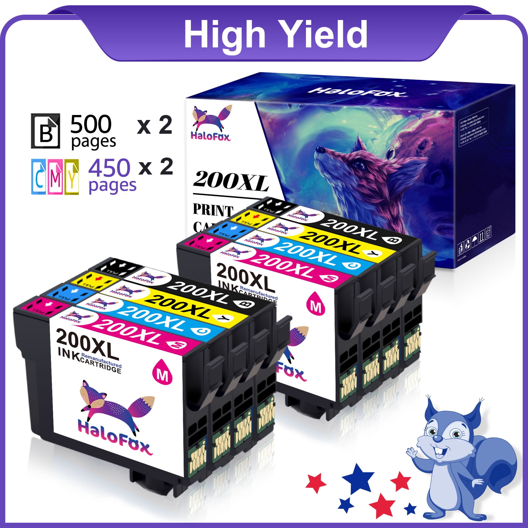 pessimistisk Gammeldags Legepladsudstyr 200XL Ink Cartridge Replacement for Epson Expression XP-200 XP-300 XP-310 XP -400 Workforce WF-2520 WF-2530 WF-2540 Ink Cartridges (2 Black,2 Cyan,2  Magenta,2 Yellow) - Walmart.com