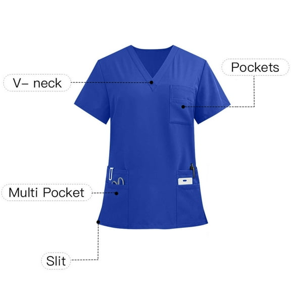 jobturf Shirts for Men V Neck Shrot Sleeve Scrub Tops Casual Regular Fit Quike Dry Nursing Uniform with Pockets