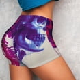 thumbnail image 2 of KLL Dual Skulls Colorful Fusion Pattern Workout Shorts for Women Scrunch Short Gym Yoga Running Sport Active Exercise Fitness Shorts, 2 of 5
