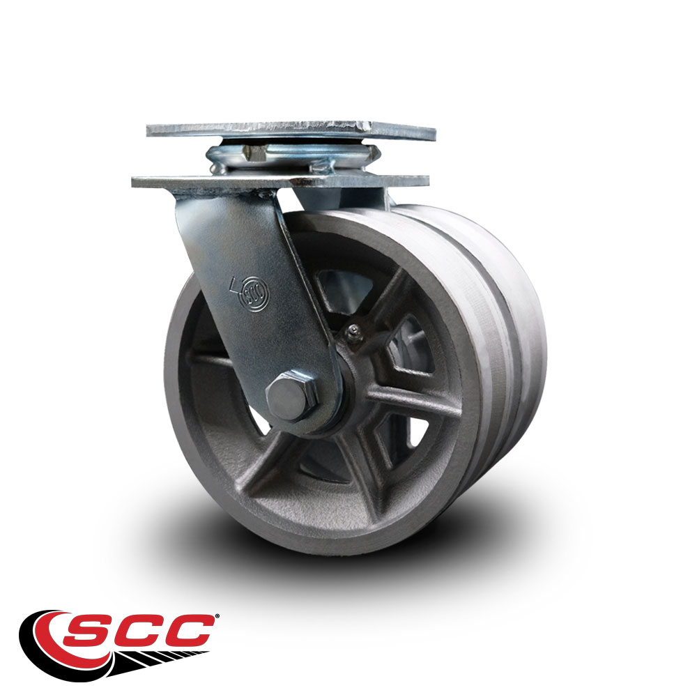 6 Inch Dual V Groove Semi Steel Wheels Swivel Caster with Ball Bearing SCC