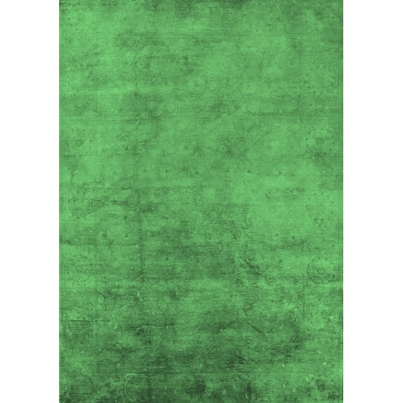 Ahgly Company Indoor Rectangle Oriental Emerald Green Industrial Area Rugs, 7' x 9'
