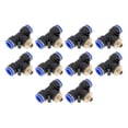 thumbnail image 1 of Conectores de aire de empuje únicos Bargains 1/2" T tipo unión rápida de línea de aire plástico metal 9.7mm / 1/8" BSPT 10 piezas tono azul negro dorado, 1 of 1