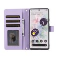thumbnail image 7 of Feishell Zipper Wallet Case for Google Pixel 8 Pro, PU Leather Card Holder Crossbody Case with Chain Strap / Wrist Strap for Women Girls, Shockproof Full Body Protection Stand Cover, Purple, 7 of 7
