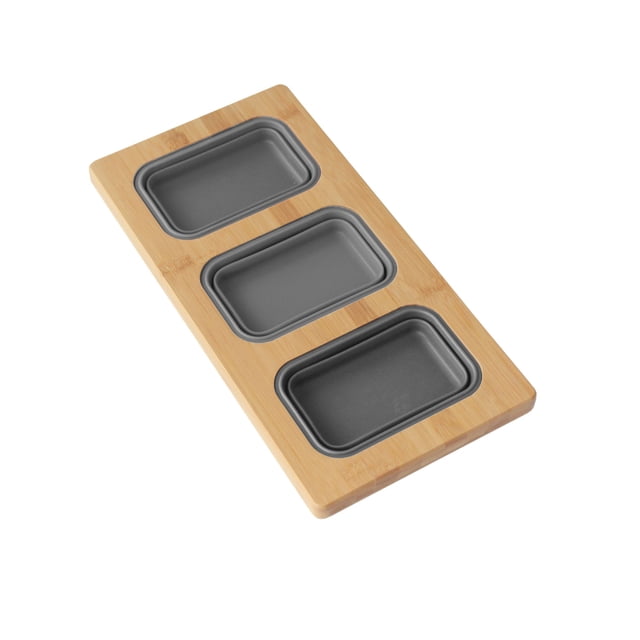 Azuni 16 3/4" x 8 1/2" Workstation Sink Bamboo Serving Board Set with 3 Collapsible Containers A908