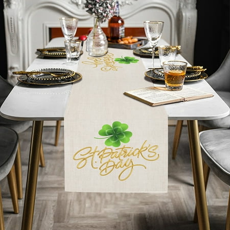 

FREE SHIPPING-Table Runner Tablecloth St. Patrick s Day Print 13 X 70 Inch For St. Patrick s Day Table Decorations accessories st patricks day decorations