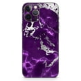 thumbnail image 2 of DesignSkinz Purple Marble & Digital Silver Foil V2 Full-Body Skin Decal Wrap Cover for iPhone 15 Plus, 2 of 9