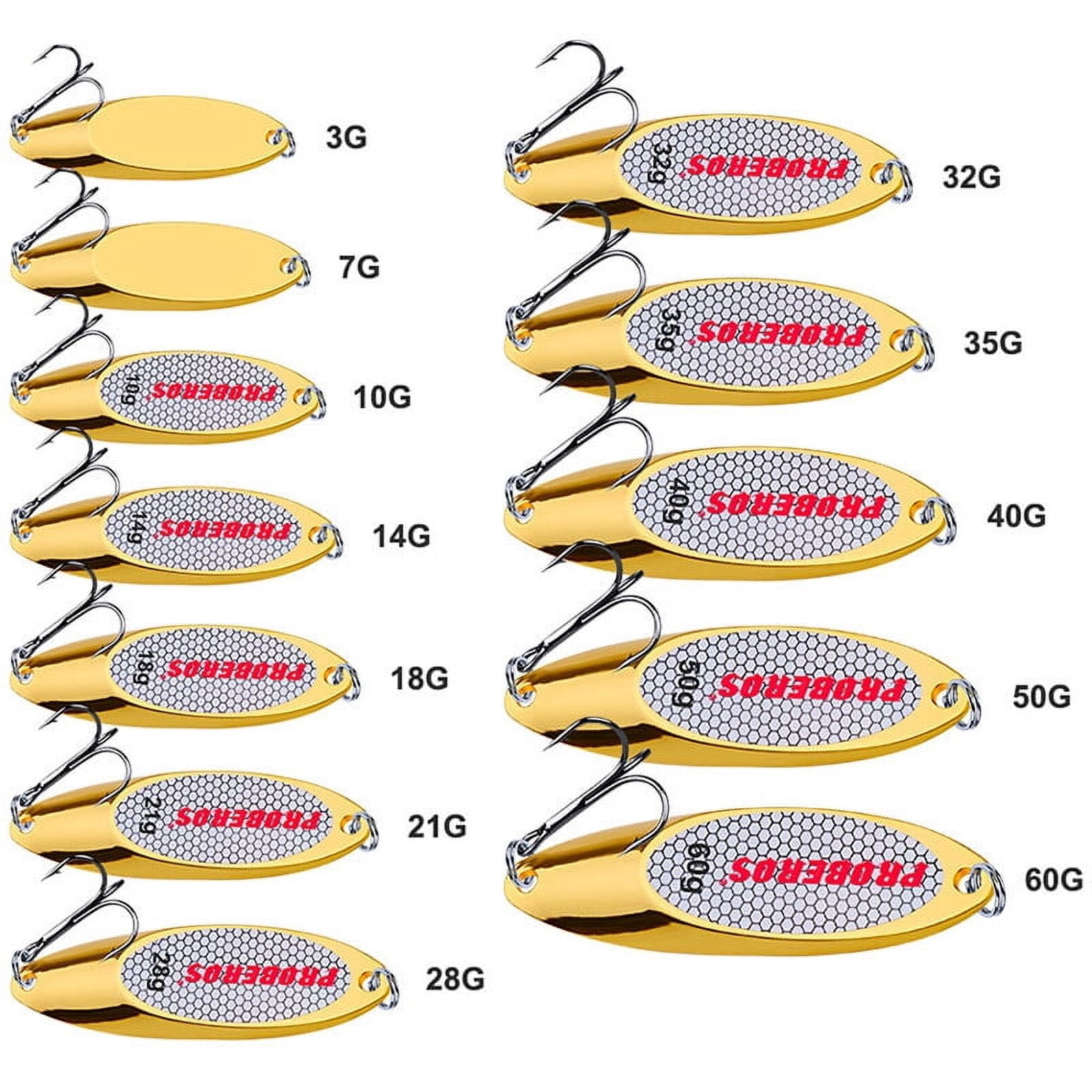 Lot 5X Metal Spoon Fishing Lure Bass Bait Stainless Steel Split Ring Treble Hook