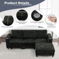 thumbnail image 4 of ACMEASE 87" Chenille 3 Seater Sofa w/Movable Ottoman, Modular Sectional Sofa w/Cup Holders, Modern L Couch w/Deep Seat Space for living Room, Black, 4 of 7
