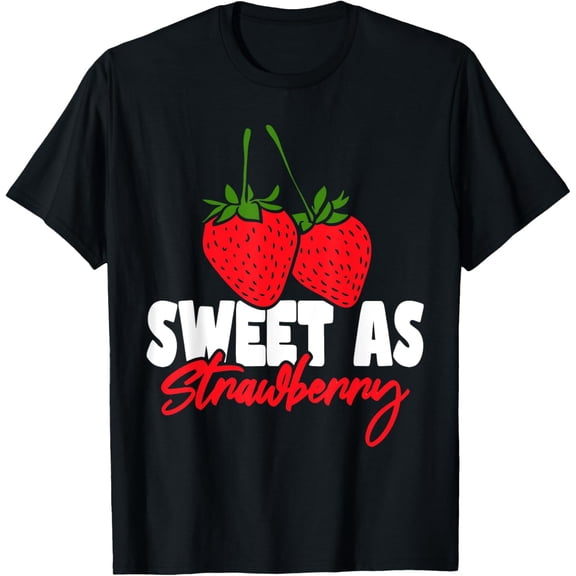Cute Fruit Strawberry Strawberries Women Kids Girls Boys T-ShirtMen and women, Black T-shirt, size: Extra large