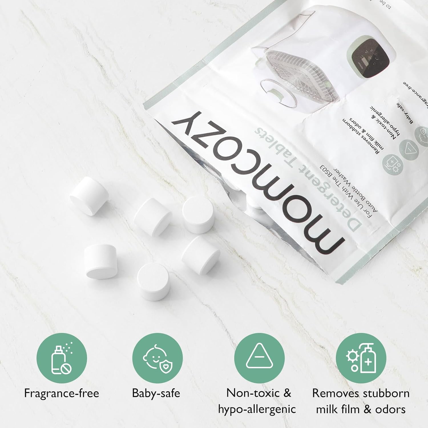 Momcozy Official Washing Block for Momcozy Bottle Washer, 120 Tablets