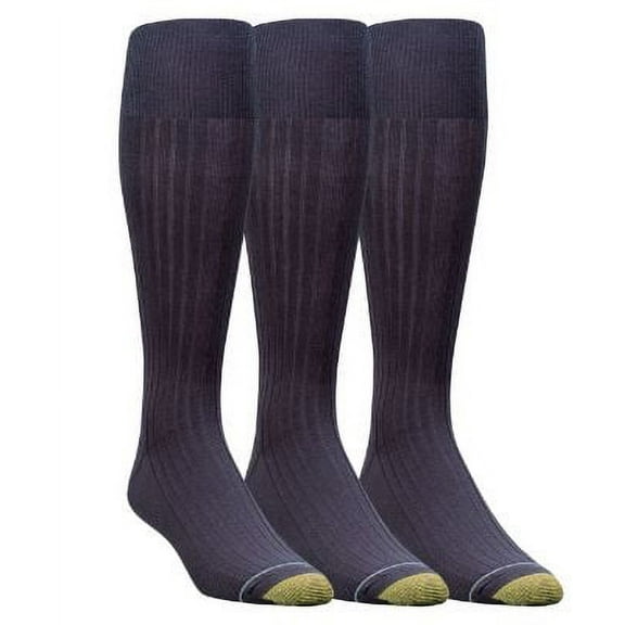 Men's Gold Toe 794H Canterbury Over The Calf Dress Socks - 3 Pack (Navy O/S)