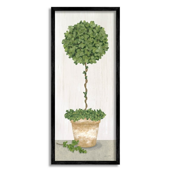 Round Botanical Potted Tree Botanical & Floral Graphic Art Black Framed Art Print Wall Art
