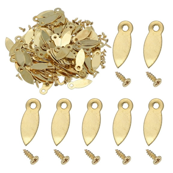 120pcs Picture Frame Backing Clips, 0.98" Photo Frame Turn Buttons Fasteners Hardware Corner Clip with 120pcs Screw for Hanging Pictures Craft Drawings, Melon-seed Shaped Gold