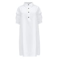thumbnail image 5 of XDZJLR Robes pour Femmes Été Couleur Unie Col à Revers Mode Chemise Ample Jupe Décontractée, 5 of 5