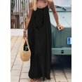 thumbnail image 2 of Women's Solid Color Cami Lounge Dress Spaghetti Strap Backless Maxi Dress Elegant Sleeveless Flowy Long Dress for Summer Casual Vacation Beach House Dress Sleepwear, 2 of 3