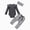 H1754-Grey, variant on Newborn Baby Girl Fall Winter Clothes 3-Piece Outfits Set Long Sleeve Round Neck Bodysuit Romper Ribbed Pants Headband Set(Grey,3-6 M)