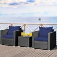 thumbnail image 1 of Gymax 3PCS Rattan Patio Conversation Furniture Set Outdoor w/ Navy Cushions, 1 of 10