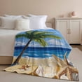 thumbnail image 2 of Throw Blanket for Couch Palm Tree Starfish Soft Fleece Flannel Blankets Cozy Lightweight Blanket for Home Sofa Living Room Sandy Beach Blue Sky Bed Throws 50" x 60", 2 of 9