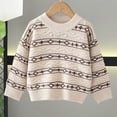 thumbnail image 4 of AHTJRT Girls Fair Isle Sweater Fall Winter Warm Stretchy Crewneck Pullover Vintage Aesthetic Geometric Patterns Jumper Tops Beige 7-8 Years, 4 of 7